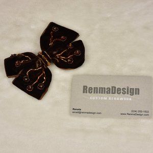 Hand beaded velvet hair bow